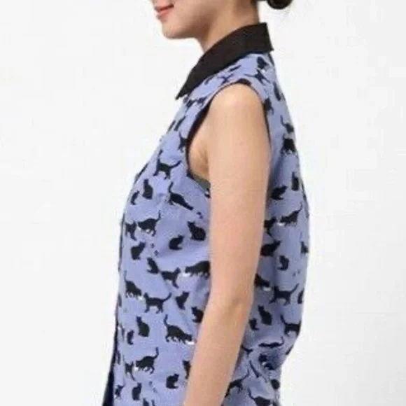 Kate Spade Cats and Cream Collared Shirt 0 XS - Picture 3 of 8